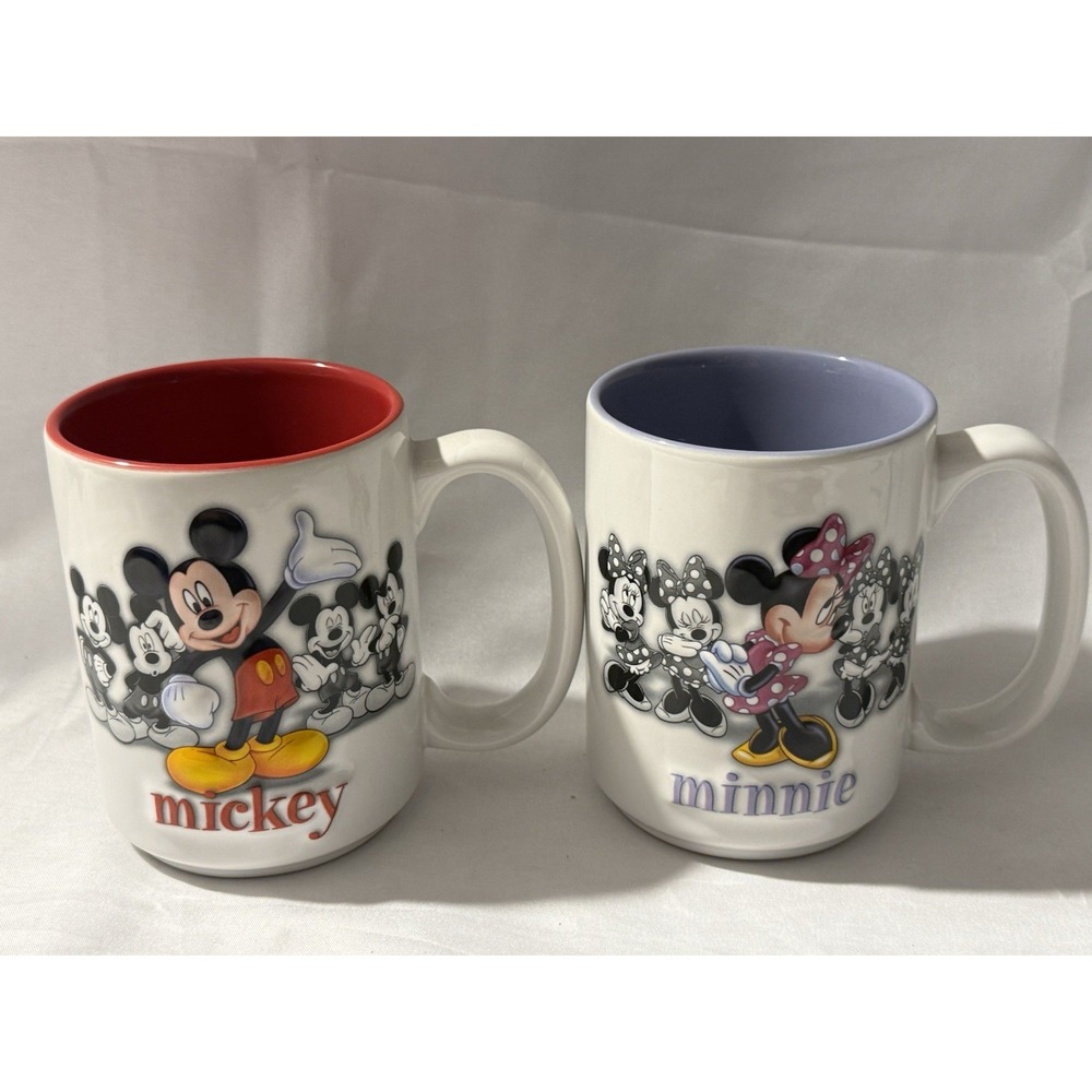 Disney Parks Mickey Minnie Mouse Coffee Mugs Set of 2 Authentic Thailand